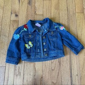 NANETTE KIDS EMBROIDERED BUTTERFLY FLOWER GIRLS JEAN JACKET ADORABLE SIZE 12 MOS